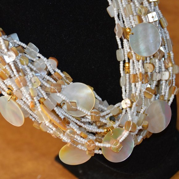 RARE VINTAGE STATEMENT RUNWAY JOSE MARIA BARRERA PEARL 28 STRANDS BEACH NECKLACE - Picture 2 of 14